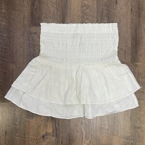 Madewell Smocked Pull-On Ivory Tiered Mini Skirt Size M NWT - MSRP $79.50